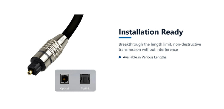 Cruxtec Optical Fiber Toslink Digital Audio Cable (2m) installation ready detail image with verified product information