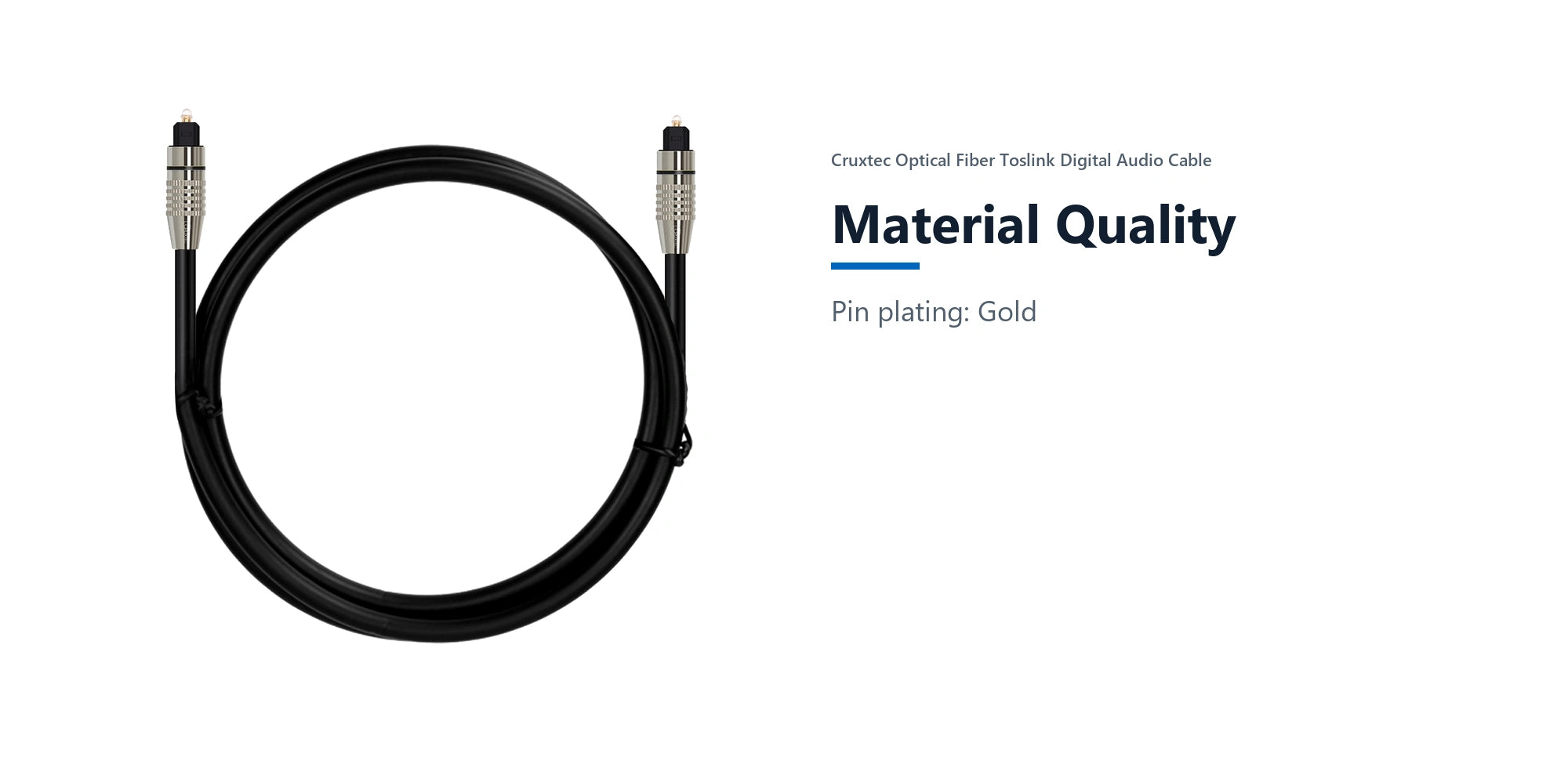 Cruxtec Optical Fiber Toslink Digital Audio Cable (3m) material quality detail image with verified product information