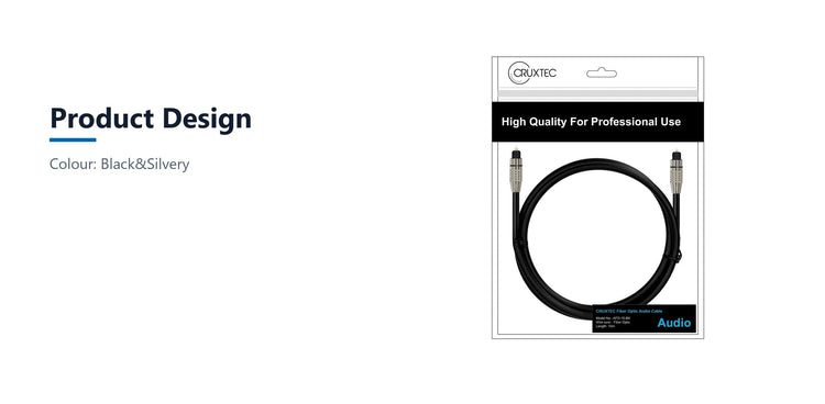 Cruxtec Optical Fiber Toslink Digital Audio Cable (10m) product design detail image with verified product information