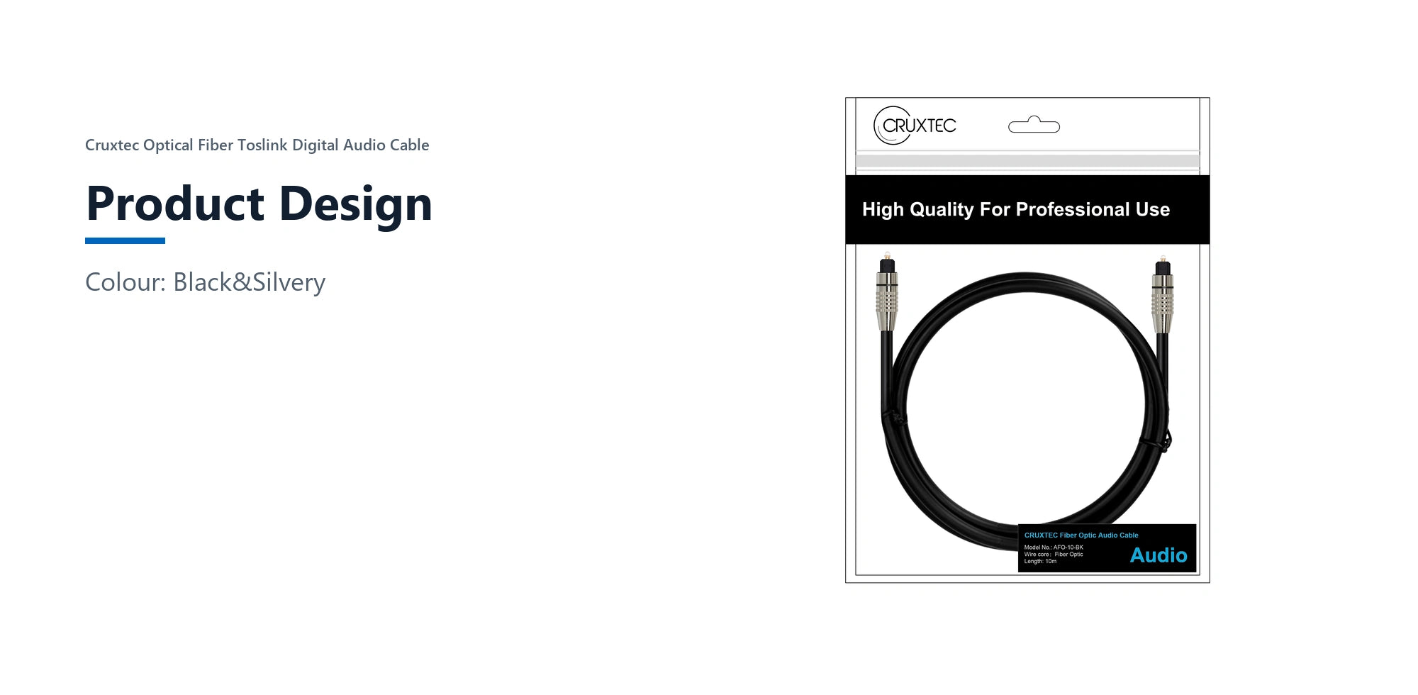 Cruxtec Optical Fiber Toslink Digital Audio Cable (10m) product design detail image with verified product information