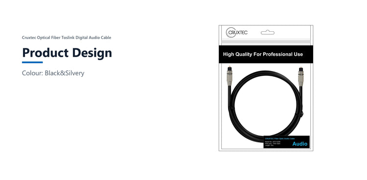 Cruxtec Optical Fiber Toslink Digital Audio Cable (10m) product design detail image with verified product information