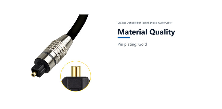 Cruxtec Optical Fiber Toslink Digital Audio Cable (20m) material quality detail image with verified product information