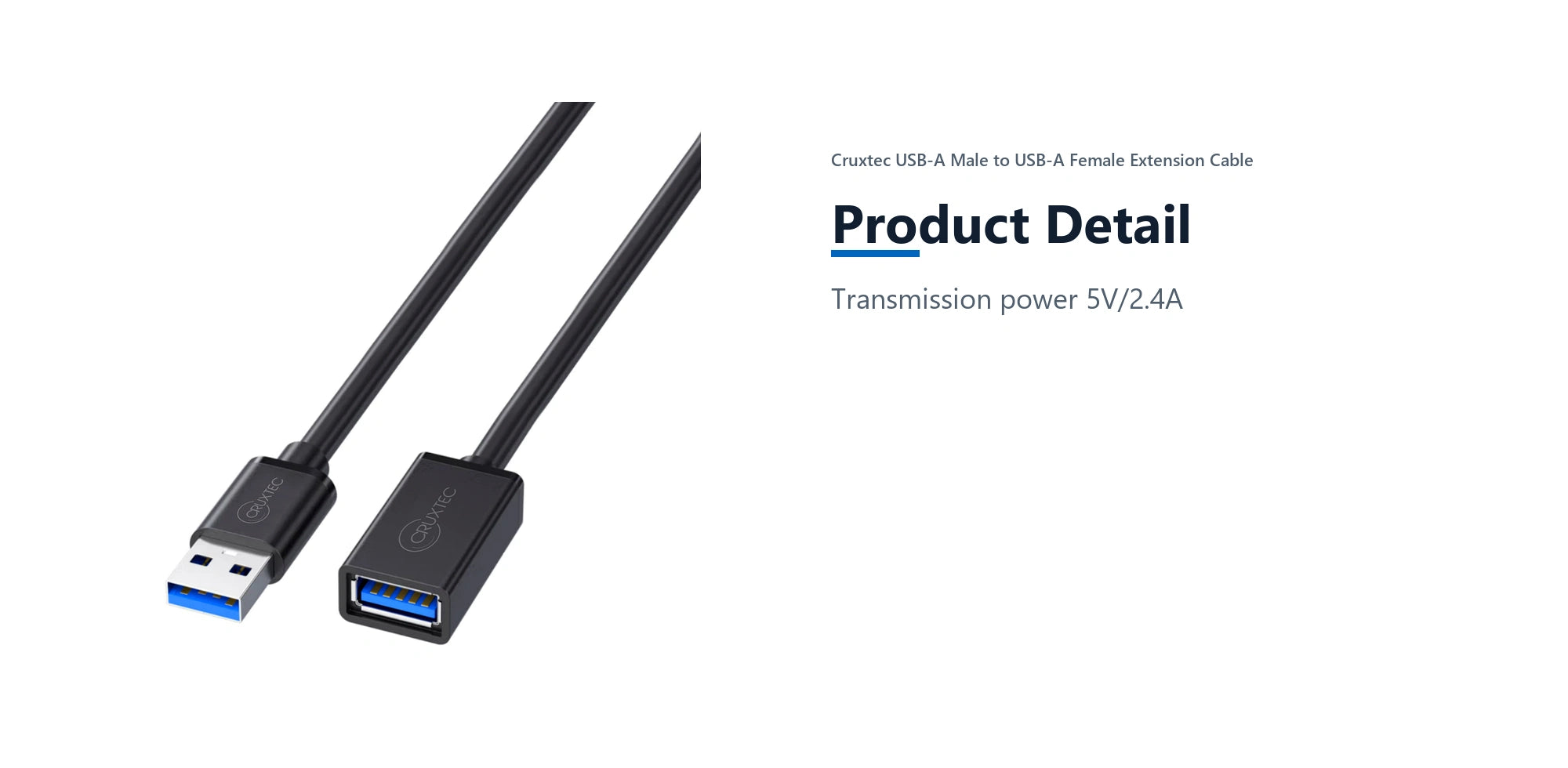 Cruxtec USB-A Male to USB-A Female Extension Cable (3m) product detail detail image with verified product information