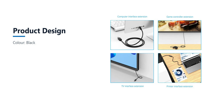 Cruxtec USB-A Male to USB-A Female Extension Cable (5m) product design detail image with verified product information