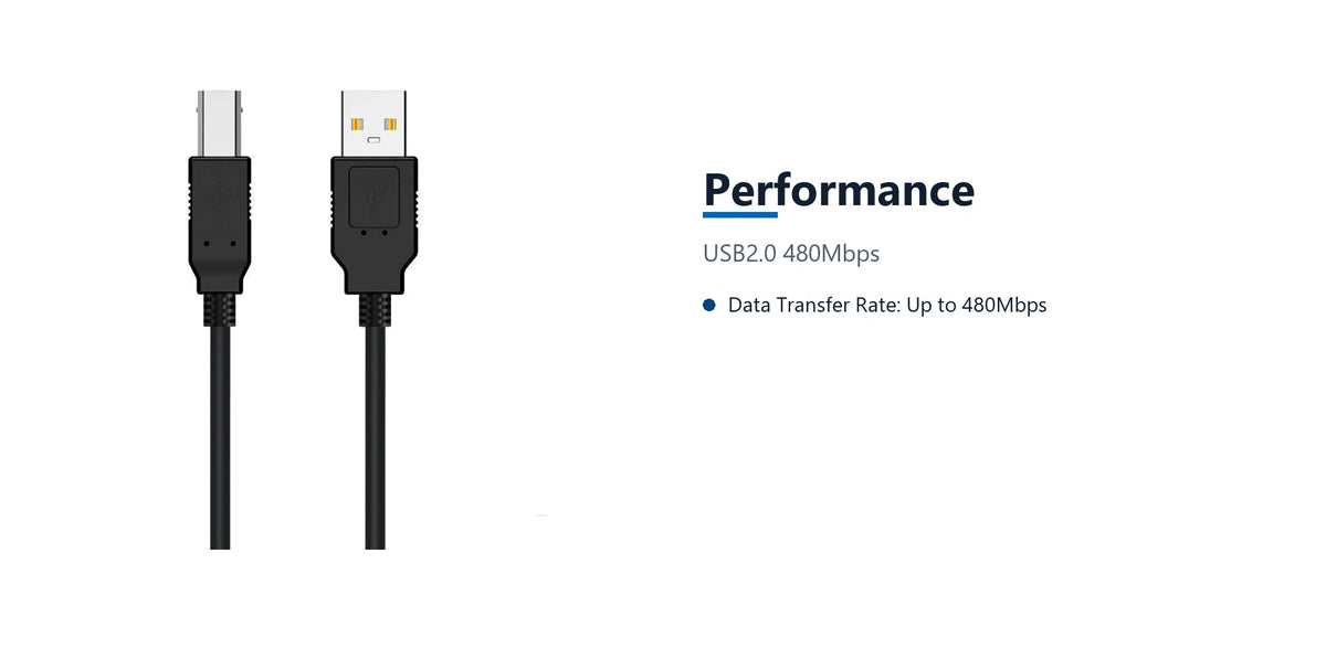 Cruxtec USB-A to USB-B Cable (1m) performance detail image with verified product information
