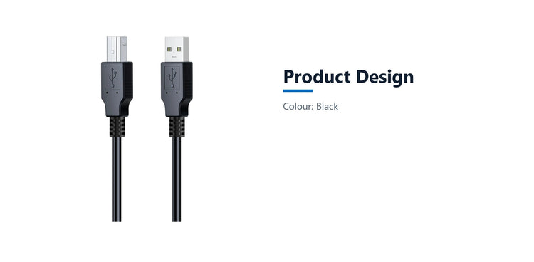 Cruxtec USB-A to USB-B Cable (1m) product design detail image with verified product information