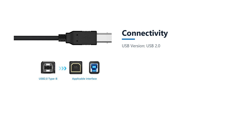 Cruxtec USB-A to USB-B Cable (2m) connectivity detail image with verified product information
