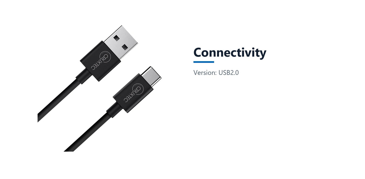 Cruxtec USB-A to USB-C Cable 60W (Black 2m) connectivity detail image with verified product information