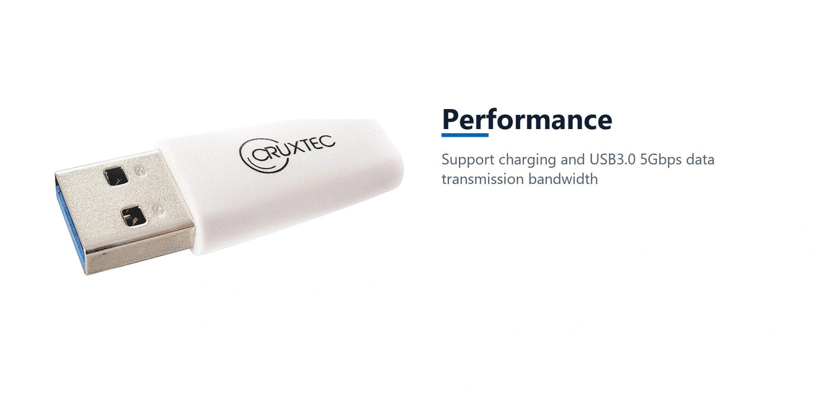 Cruxtec USB 3.0 USB-A Male to USB-C Female Adapter performance detail image with verified product information