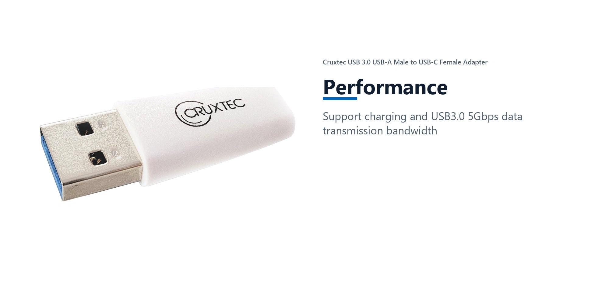 Cruxtec USB 3.0 USB-A Male to USB-C Female Adapter performance detail image with verified product information