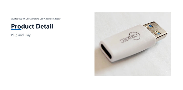 Cruxtec USB 3.0 USB-A Male to USB-C Female Adapter product detail detail image with verified product information