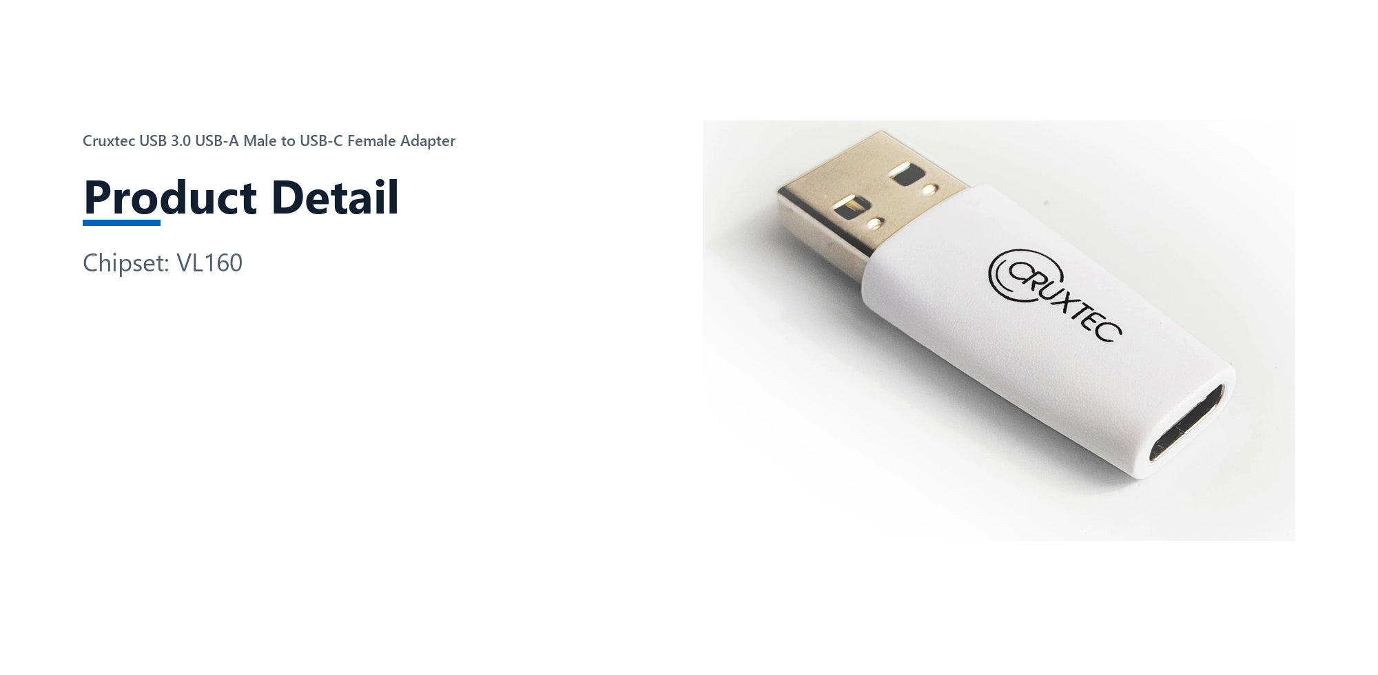 Cruxtec USB 3.0 USB-A Male to USB-C Female Adapter product detail detail image with verified product information