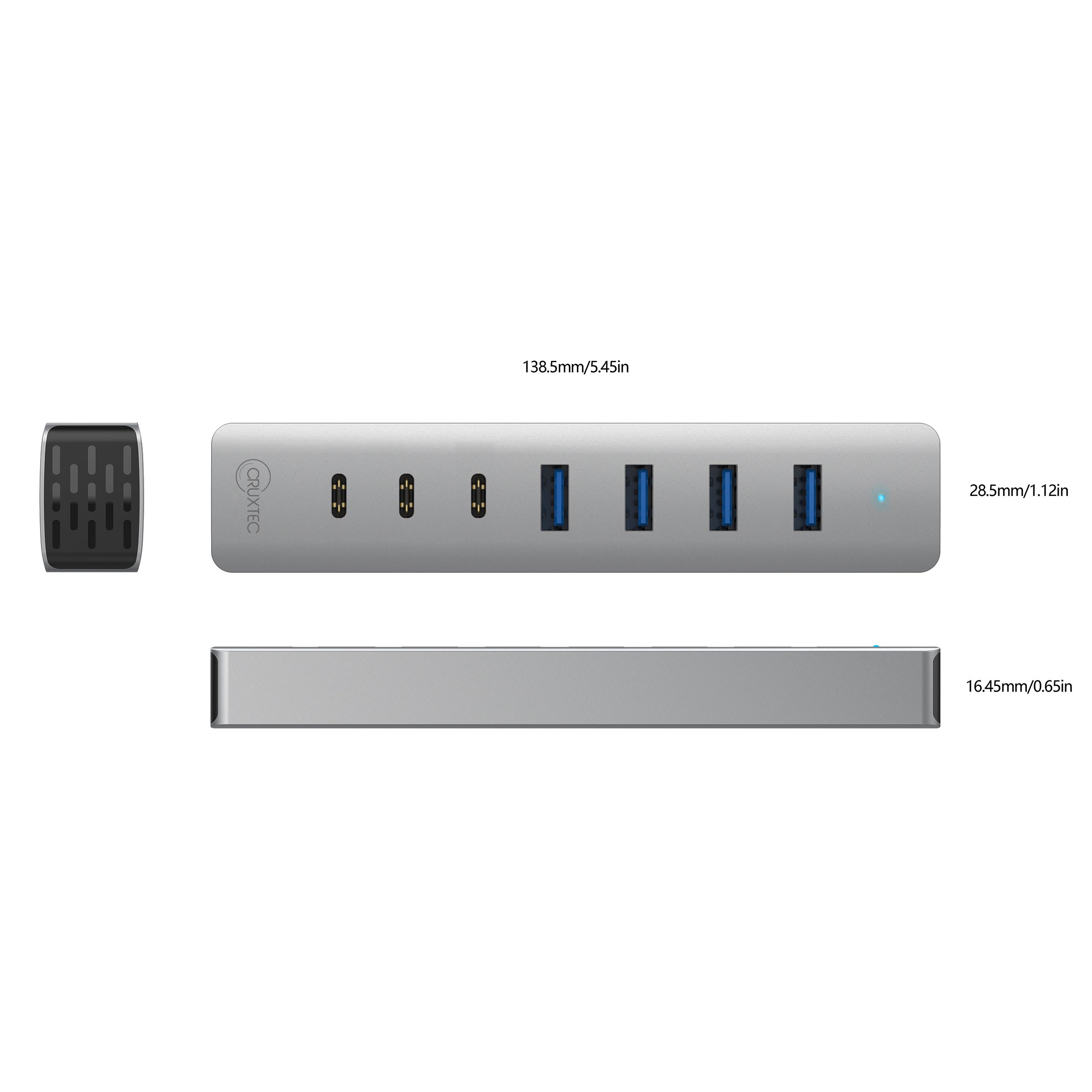 Cruxtec USB 3.1 Gen 1 7-Port Hub 5Gbps (Space Grey) product image 4