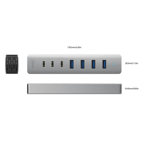Cruxtec USB 3.1 Gen 1 7-Port Hub 5Gbps (Space Grey) product image 4