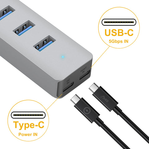 Cruxtec 4-Port USB 3.0 Hub with USB-C Power Port image