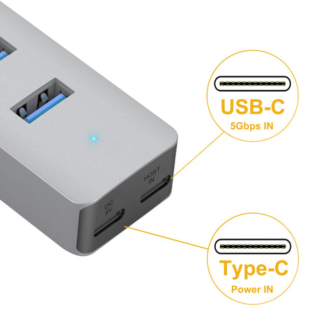 Cruxtec 4-Port USB 3.0 Hub with USB-C Power Port image