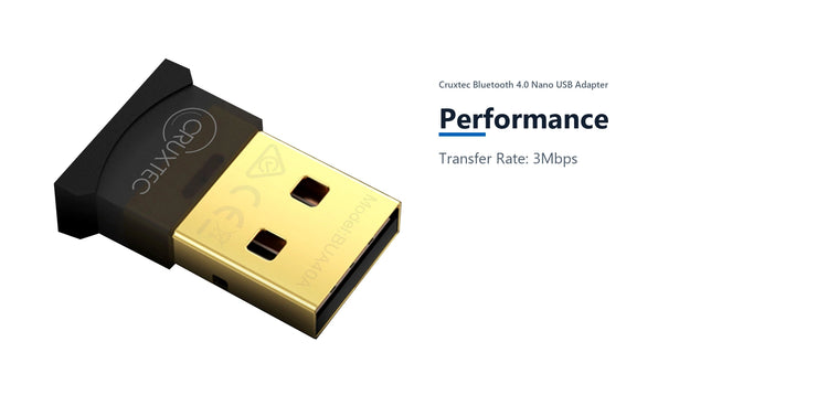 Cruxtec Bluetooth 4.0 Nano USB Adapter performance detail image with verified product information