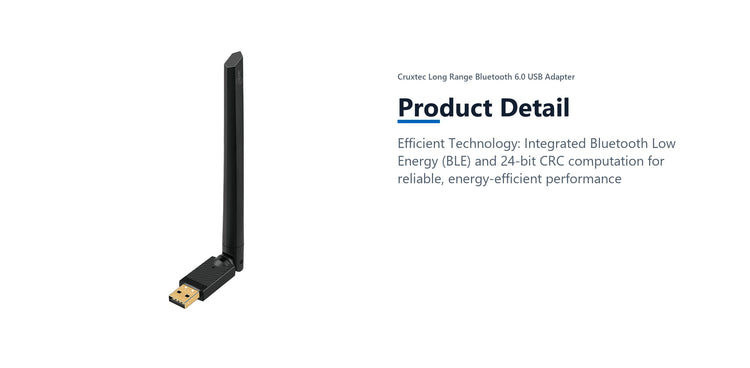 Cruxtec Long Range Bluetooth 6.0 USB Adapter product detail detail image with verified product information