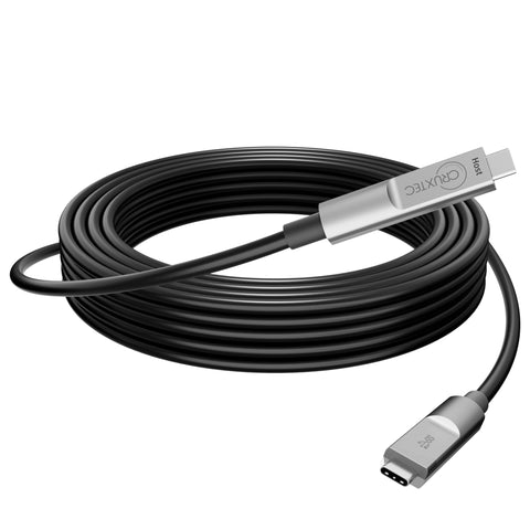 Cruxtec USB-C USB 3.2 Gen2 Full-Feature Active Optical Cable with PD 60W 8K@60Hz / 4K@120Hz (Black 15m) image