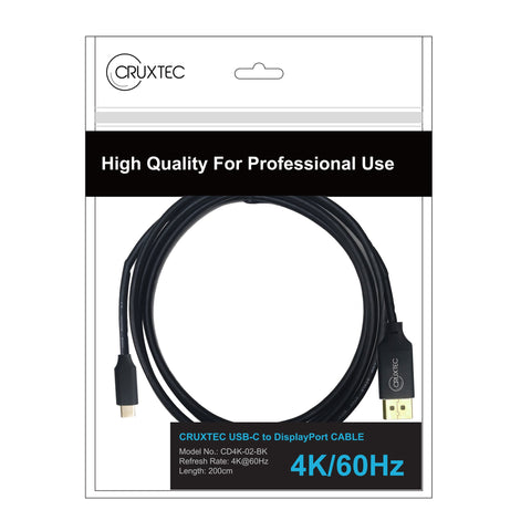 Cruxtec USB-C to DisplayPort Cable 4K@60Hz (Black 1m) image