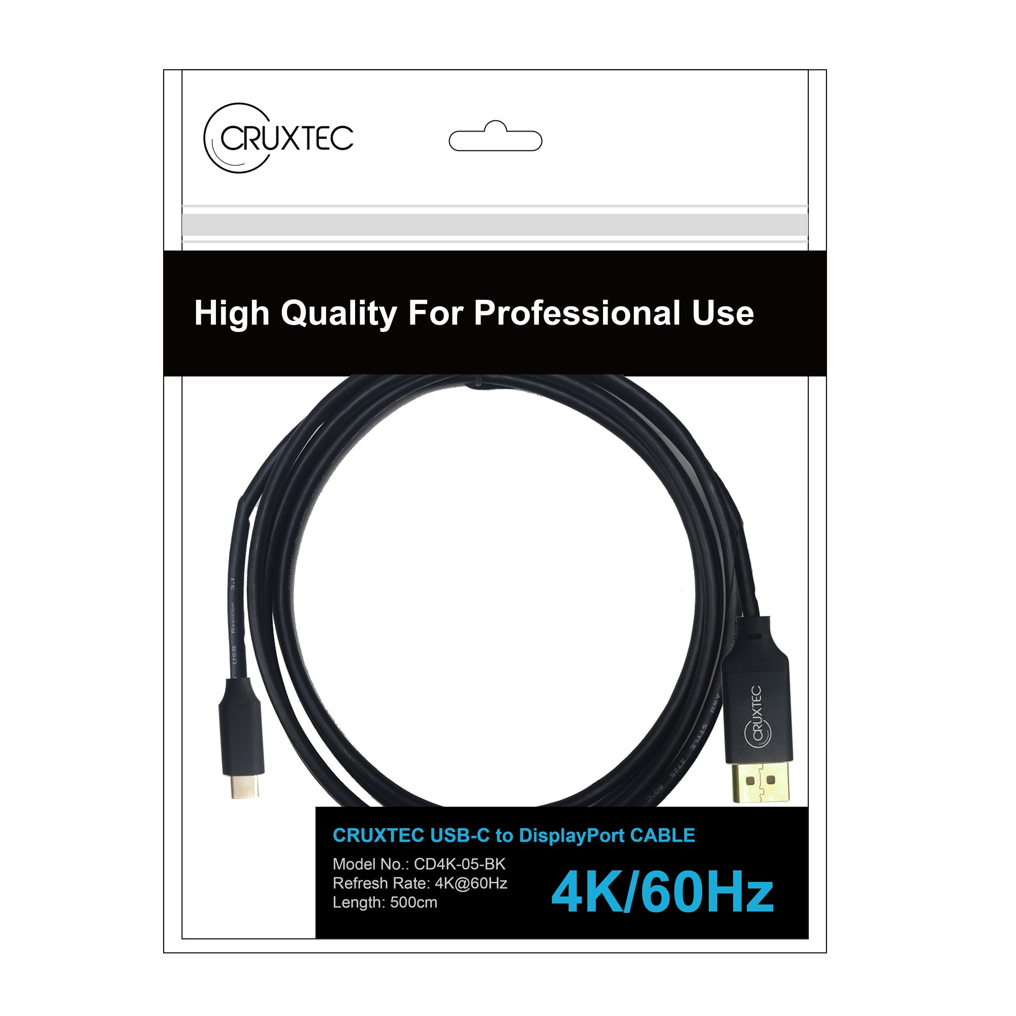 Cruxtec USB-C to DisplayPort Cable 4K@60Hz (Black 2m) image