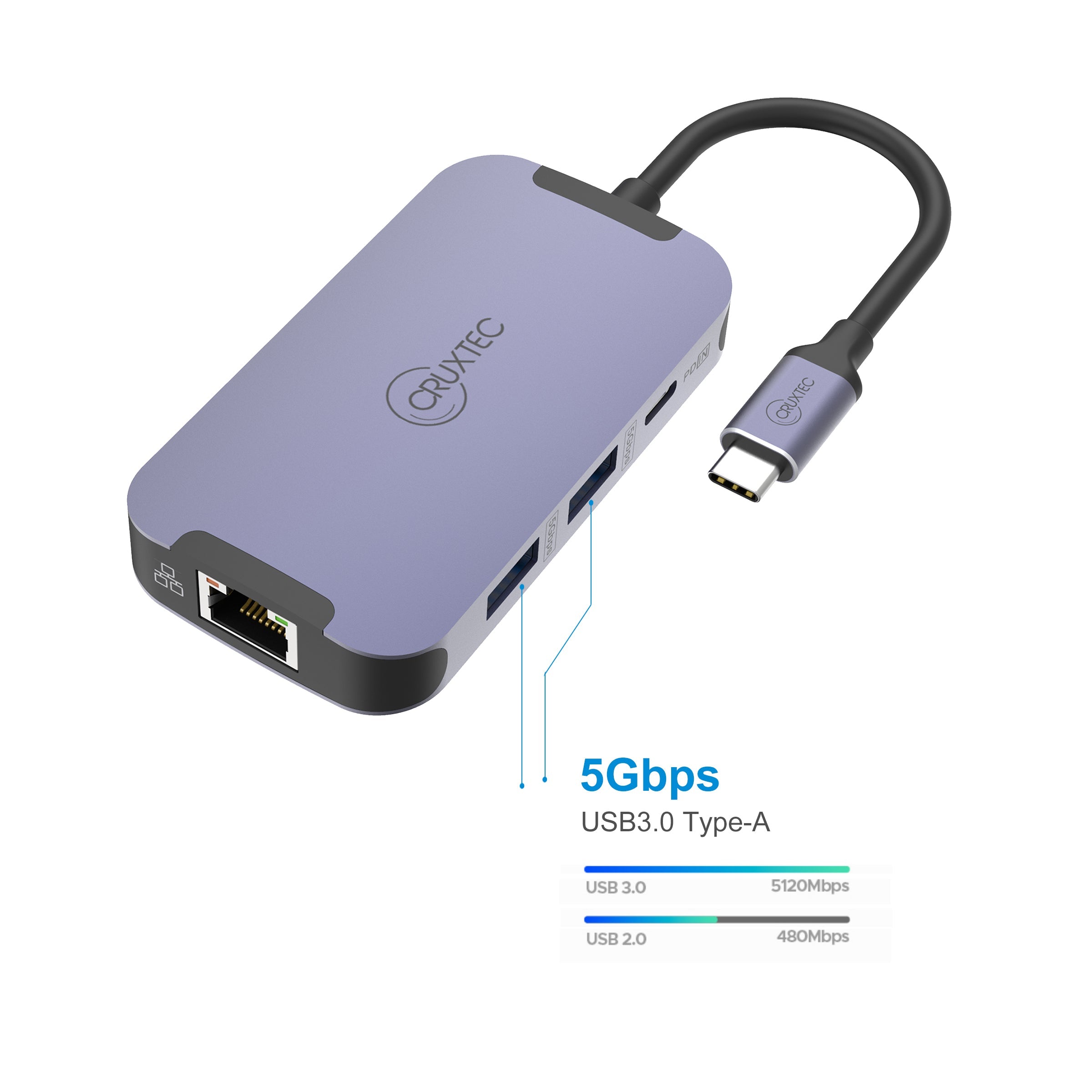 Cruxtec USB-C to DisplayPort Cable 4K@30Hz (Silver Grey 15cm) image