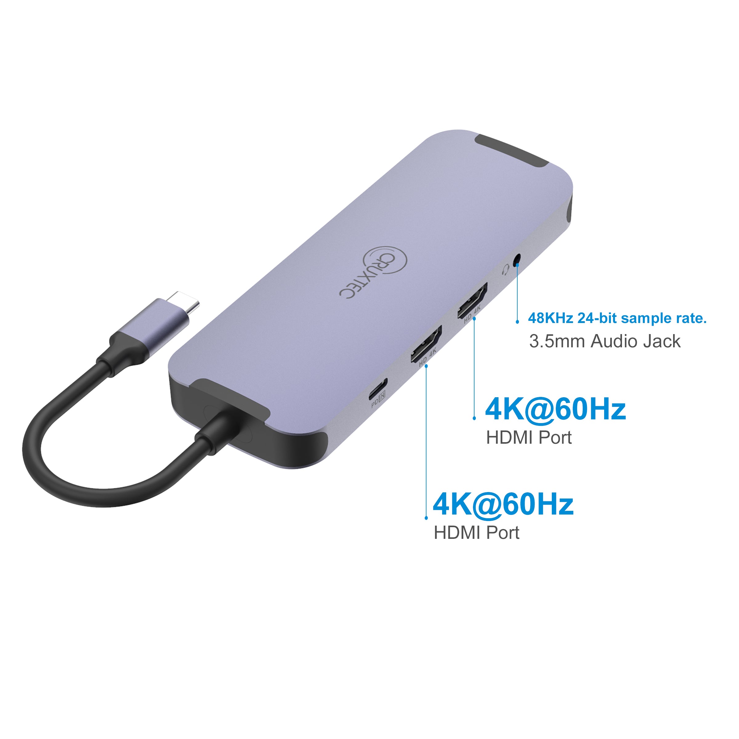 Cruxtec USB-C to DisplayPort Cable 4K@60Hz (Silver Grey 15cm) image