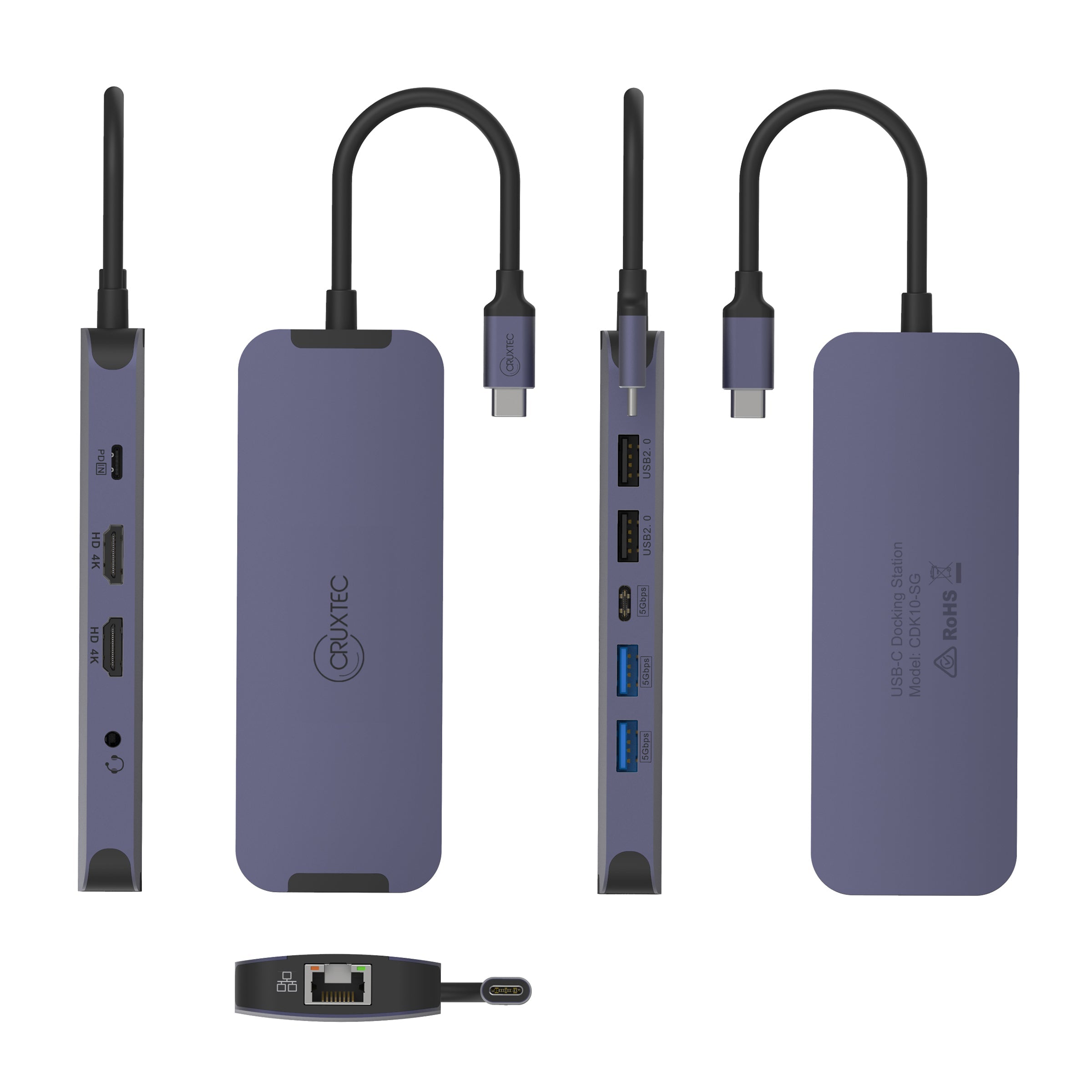 Cruxtec USB-C to DisplayPort Cable 4K@60Hz (Silver Grey 15cm) image