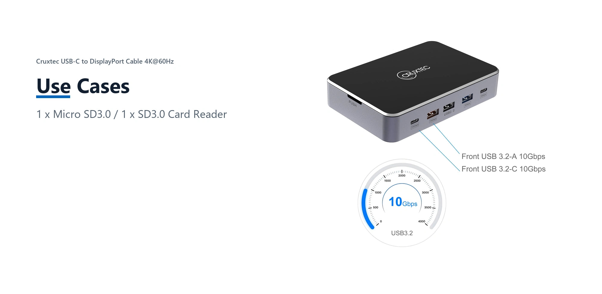 Cruxtec Universal 14-in-1 USB-C Multifunctional Docking Station with SSD Enclosure use cases detail image with verified product information