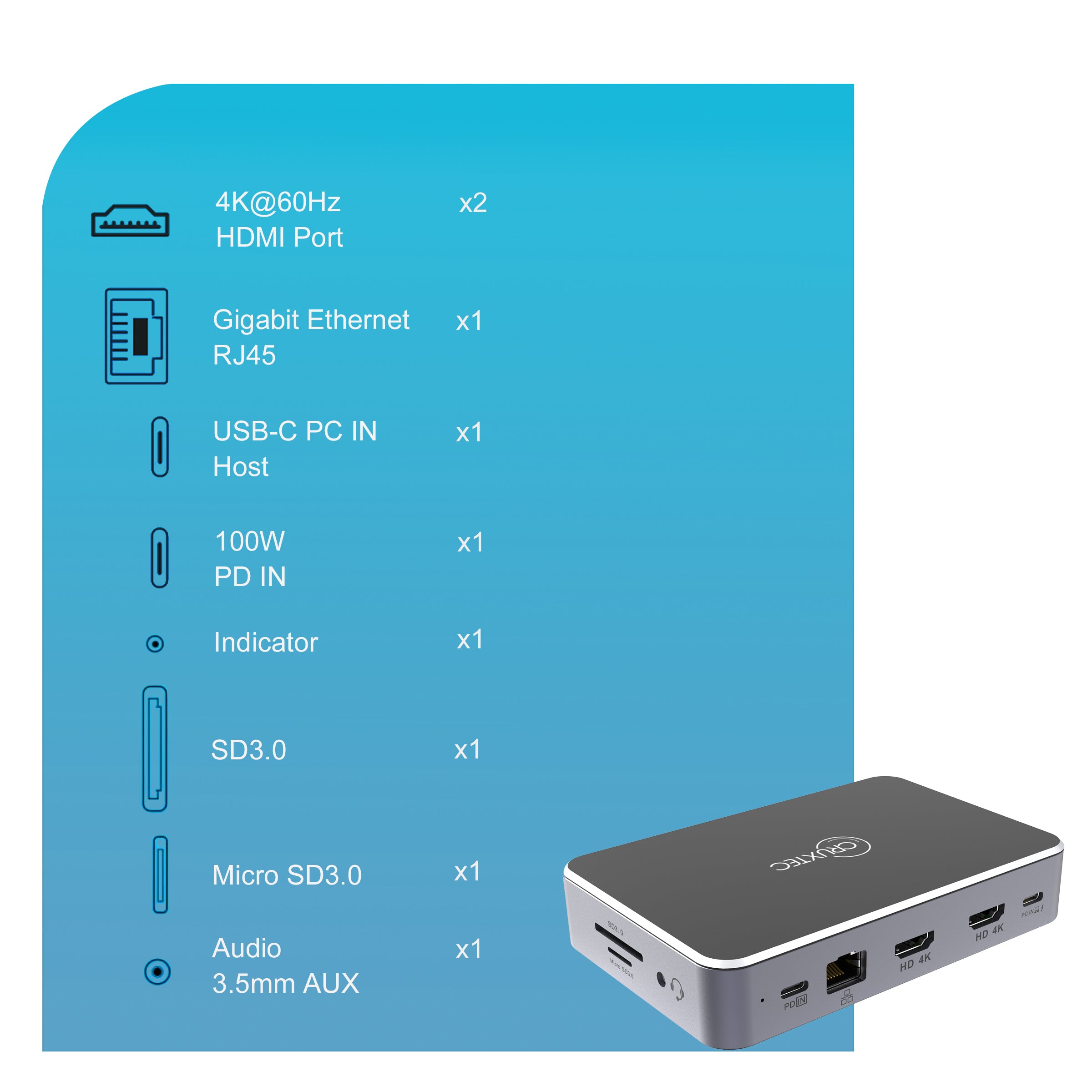 Cruxtec USB-C to DisplayPort Cable 4K@60Hz (Silver Grey 1m) image