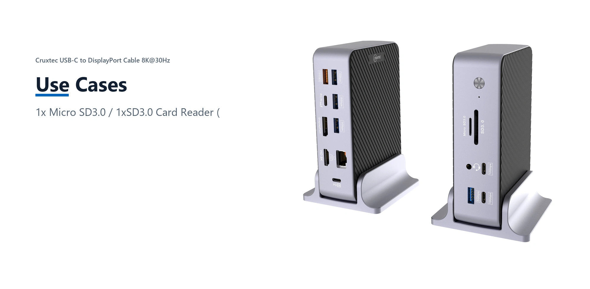 Cruxtec Universal 15-in-1 USB-C Multifunctional Docking Station use cases detail image with verified product information
