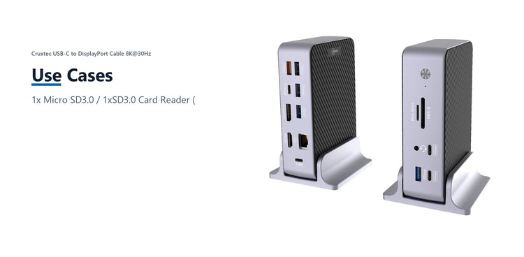 Cruxtec Universal 15-in-1 USB-C Multifunctional Docking Station use cases detail image with verified product information
