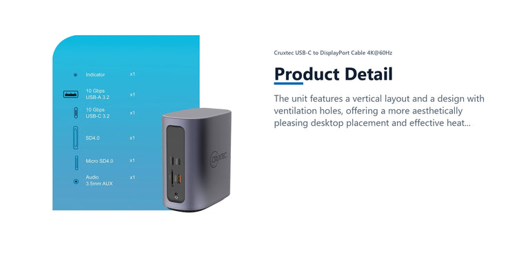 Cruxtec Universal 17-in-1 USB-C Multifunctional Docking Station product detail detail image with verified product information