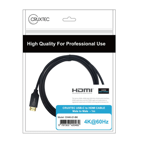 Cruxtec USB-C to HDMI Cable 4K@60Hz (Black 1m) image