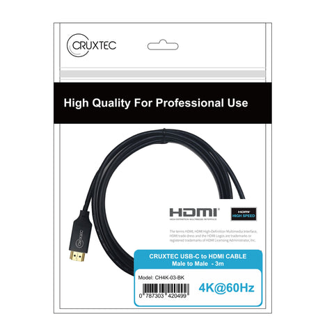 Cruxtec USB-C to HDMI Cable 4K@60Hz (Black 1m) image
