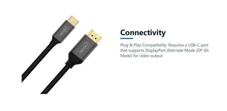Cruxtec USB-C to HDMI Cable 4K@60Hz Support HDR (Black 1m) connectivity detail image with verified product information