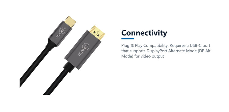 Cruxtec USB-C to HDMI 8K Cable Support HDR (8K@60Hz, 4K@120Hz) (Black 1m) connectivity detail image with verified product information