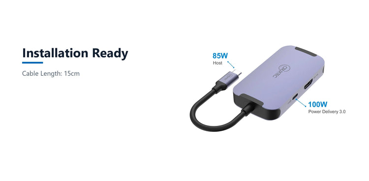 Cruxtec 6-in-1 USB-C Mini Dock installation ready detail image with verified product information