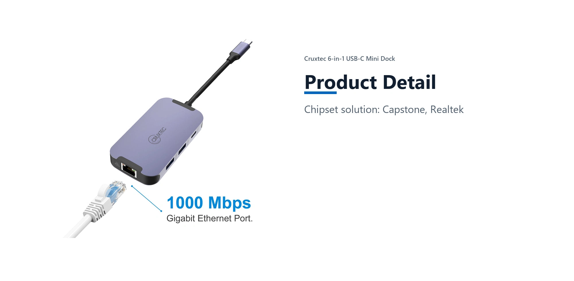 Cruxtec 6-in-1 USB-C Mini Dock product detail detail image with verified product information