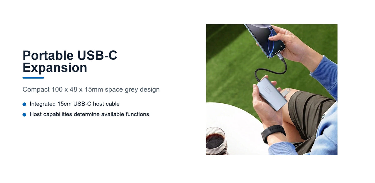 Cruxtec CMH08-SG portable USB-C hub connected to a compatible mobile device