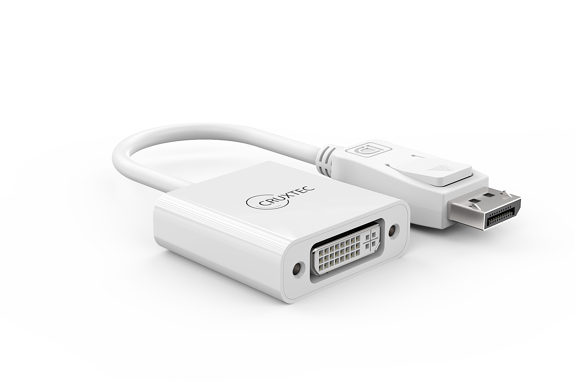 Cruxtec DisplayPort to DVI-D Adapter 4K@30Hz (White 15cm) image
