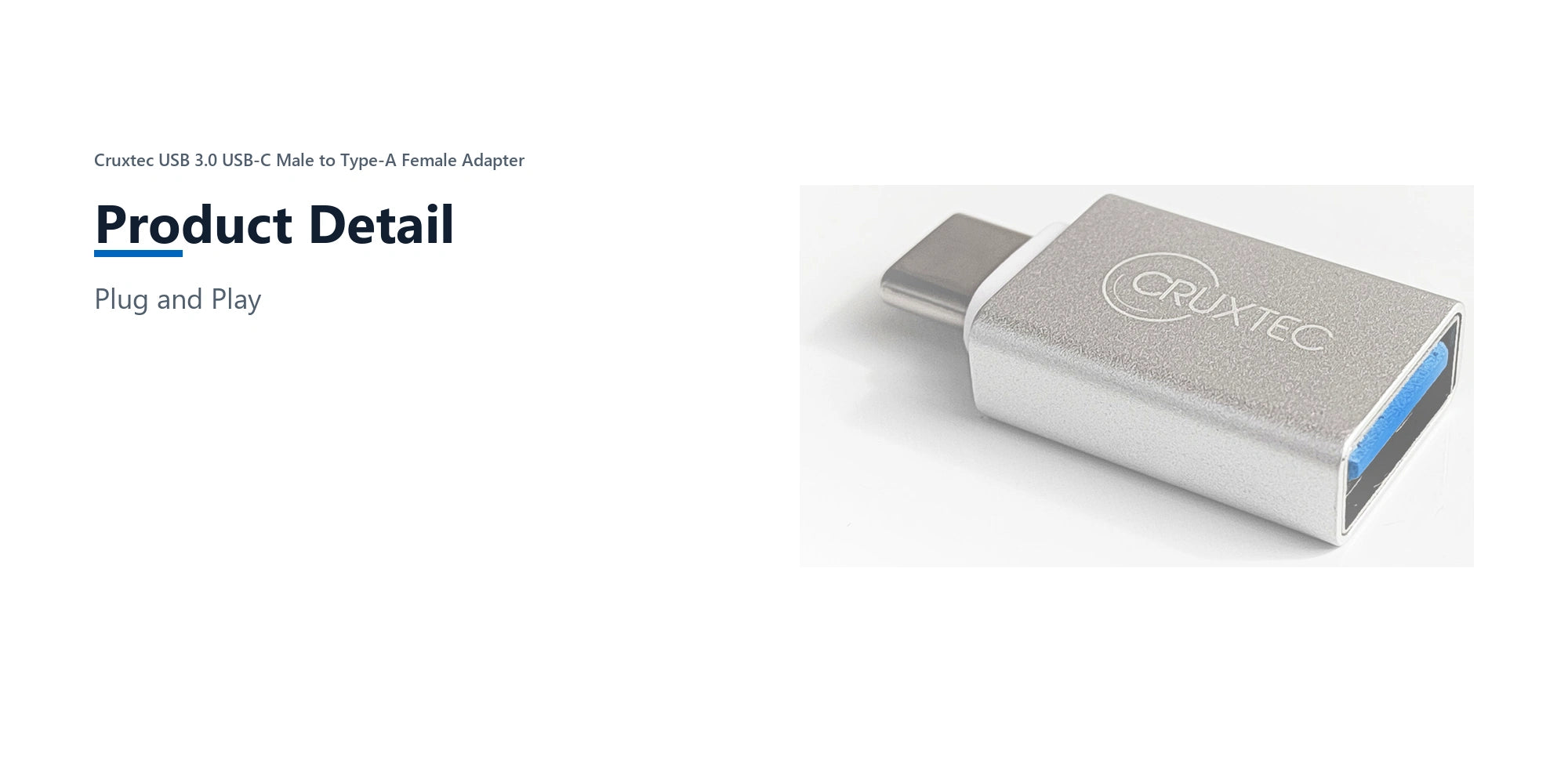 Cruxtec USB 3.0 USB-C Male to Type-A Female Adapter product detail detail image with verified product information