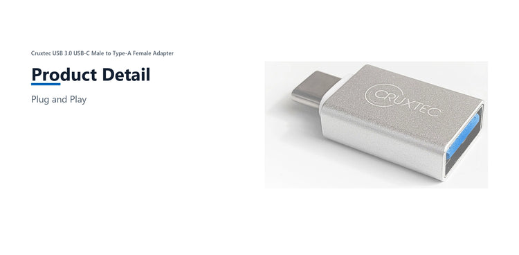 Cruxtec USB 3.0 USB-C Male to Type-A Female Adapter product detail detail image with verified product information