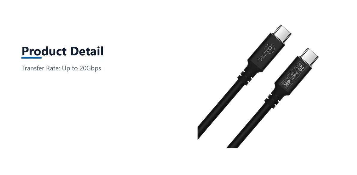 Cruxtec USB-C Full-Feature Cable ( 240W, 20Gpbs, ) 4K@60Hz (2m) product detail detail image with verified product information