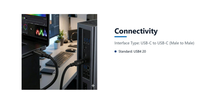 Cruxtec USB-C Full-Feature Cable ( 240W, 20Gpbs, ) 4K@60Hz (5m) connectivity detail image with verified product information