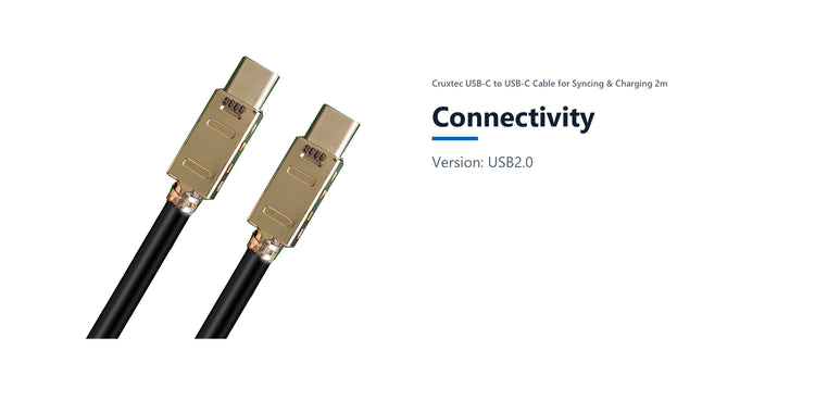 Cruxtec USB-C to USB-C Cable for Syncing & Charging ( 240W ) 2m (3m) connectivity detail image with verified product information