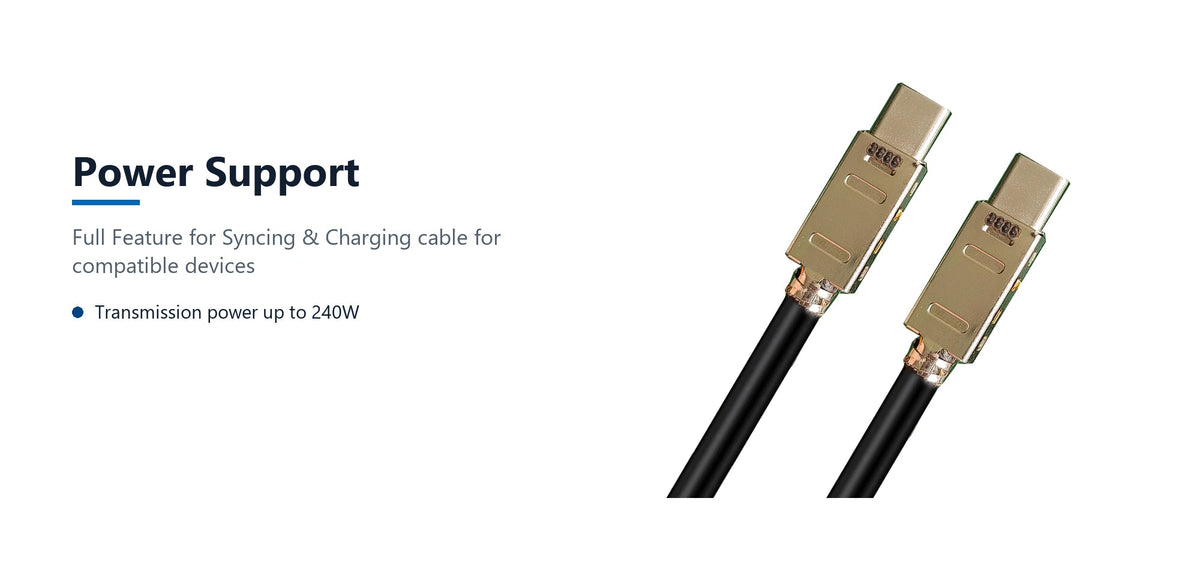 Cruxtec USB4 USB-C Full-Feature Coaxial Cable ( 240W , 40Gpbs , ) 8K@60Hz / 4K@120Hz (2m) power support detail image with verified product information