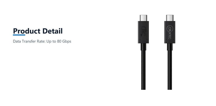 Cruxtec USB4 USB-C Full-Feature Coaxial Cable ( 240W , 80Gpbs , ) 8K@60Hz / 4K@120Hz (2m) product detail detail image with verified product information
