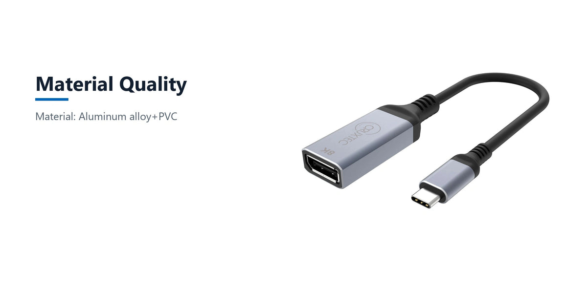 Cruxtec USB-C to DisplayPort Adapter 8K@60Hz / 4K@120Hz (Space Grey 15cm) material quality detail image with verified product information