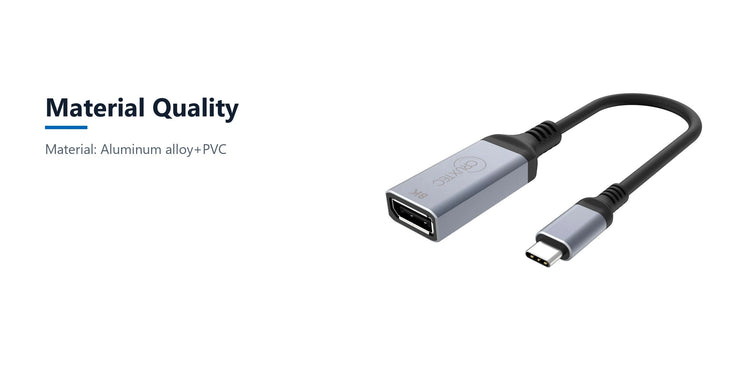 Cruxtec USB-C to DisplayPort Adapter 8K@60Hz / 4K@120Hz (Space Grey 15cm) material quality detail image with verified product information